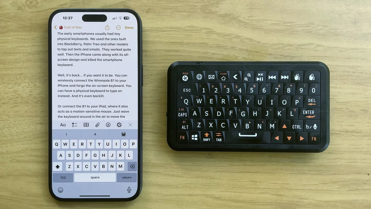 Winmaxle Mobdel B1: Mini-tastatur gør iPhone-teksterning tålelig