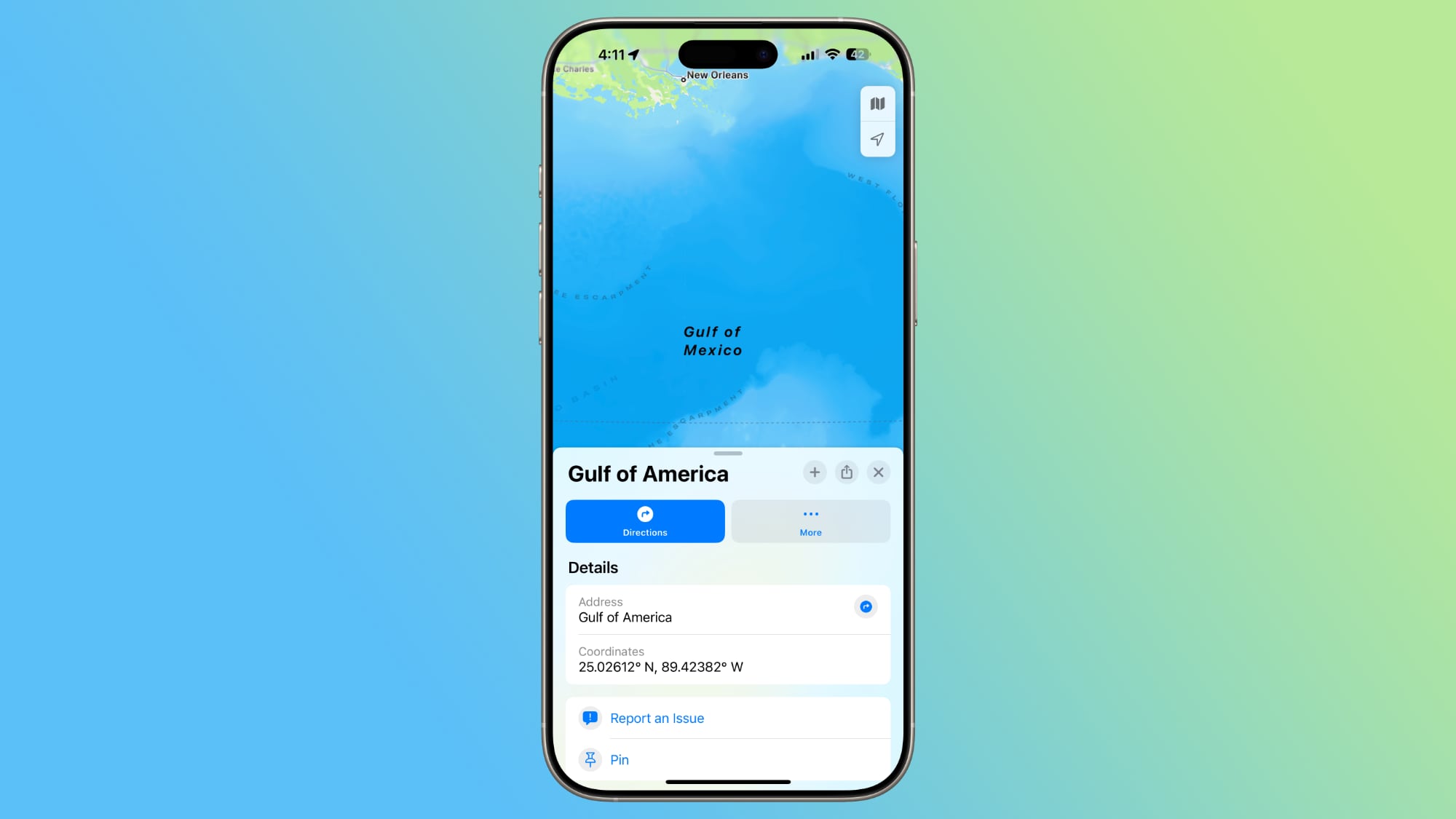 Apple Maps omdøber til 'Golfen i Amerika'